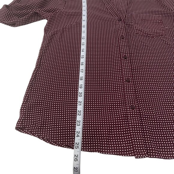 The Limited Ashton Women SZ M Maroon & White Polka Dot Button-Up Shirt Blouse - Picture 5 of 12